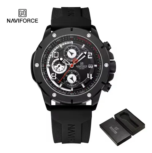 Reloj Naviforce Nf8034 Hombre Negro Goma Hebilla