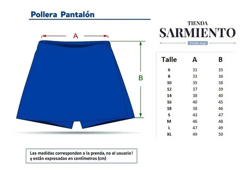 Tabla de talles de polleras hotsell