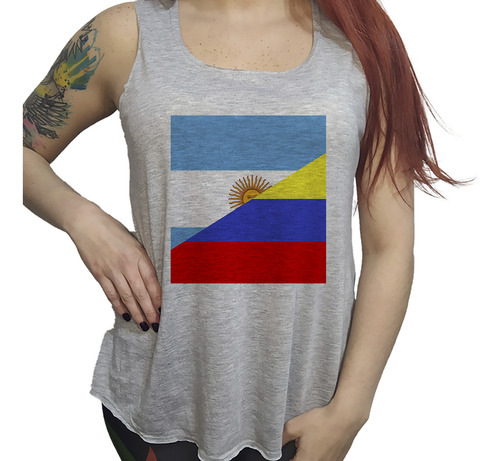 Musculosa Dama Bandera Colombia Con Argentina Unidos