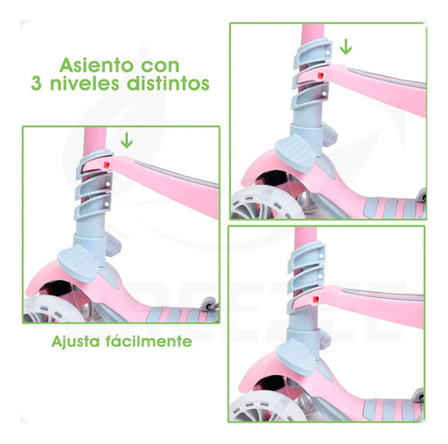 Scooter Patin Asiento Y Canasta 3 Ruedas Con Luces