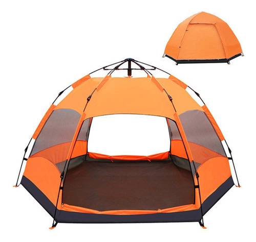 Barraca Impermeavel Camping Iglu Tenda Acampamento 4 Pessoas Cor Laranja