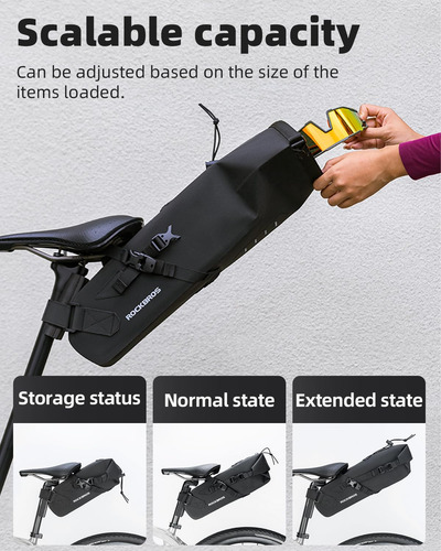 Bolsa De Asiento Impermeable Rockbros Modelo Bikepacking 3l Negro