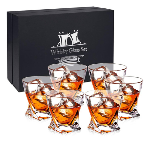 Juego De 6 Vasos De Whisky Comsmart Con Caja De Lujo, 10 Oz