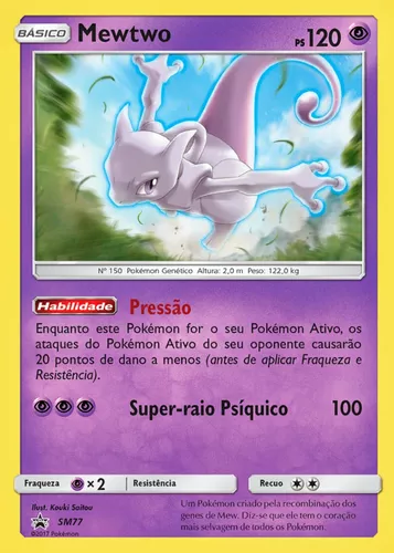 Carta Pokémon Lendário Mew E Mewtwo Com Lote De 100 Cartas