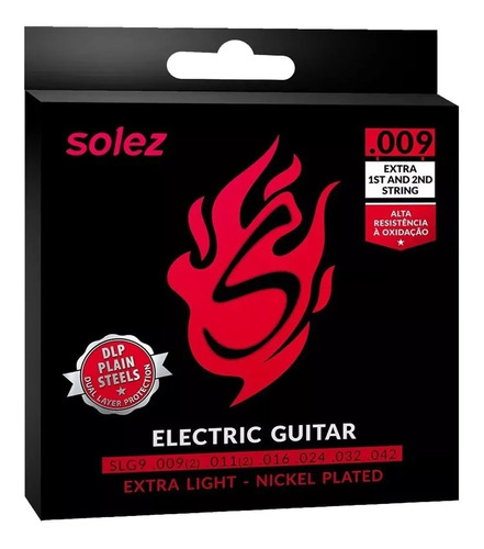 Encordoamento Corda De Guitarra Solez SLG 09 Nickel Plated
