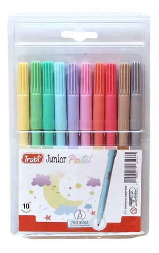 Marcadores Escolar Trabi Junior Pastel X 10 Colores