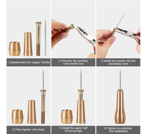 Kit De Herramientas Para Reparar Cuero: 6 Agujas, Hilo Nylon