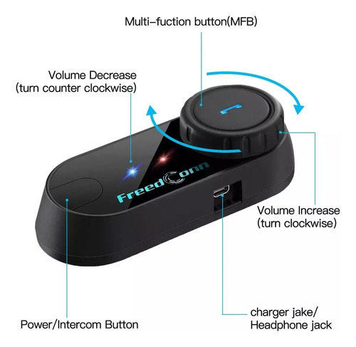 Intercomunicador Para Casco T-com Freedconn Vb Bluetooth
