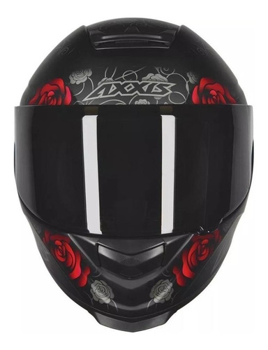 Capacete para moto  integral Axxis  Eagle  matt black e red flowers tamanho GG 
