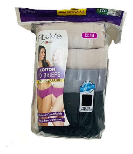 10 Pack De Pantaletas Fruit Of Loom Para Dama Tallas Extras