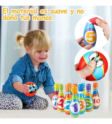 Juego De Boliche Infantil,kit Con 10 Bolos Y 2 Bolas