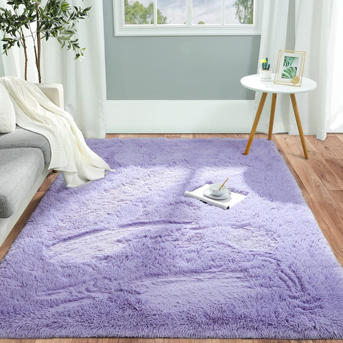 Fluffy Lavender Purple Rug For Bedroom Living Room, 4x6...