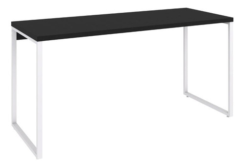 Mesa Kuadra Office 150x60x75cm Estrutura Branca Cor Preto Ônix / Est.branca