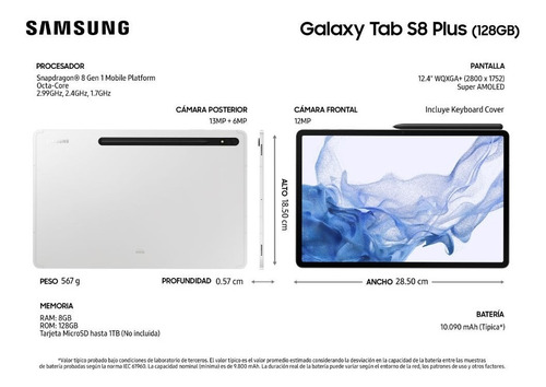 Imagen 2 de 9 de Galaxy Tab S8 Plus (11 , 128gb, Wifi) Samsung
