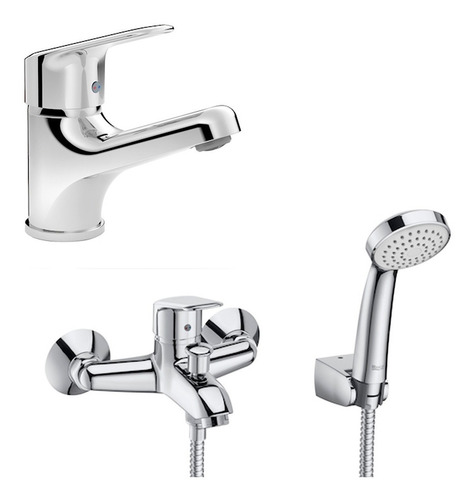 Imagen 3 de 6 de Combo Griferia Roca Coral Exterior Monocomando Cromo