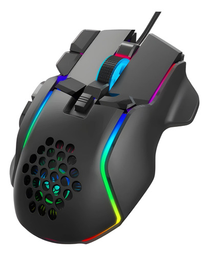 Mouse Gamer De Juego Hxsj S700 Rgb Negro 12800dpi