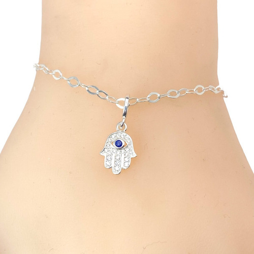 Pulsera Con Dije De Mano Y Piedras (arg60031)