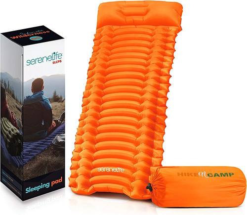 Colchon Inflable Para Mochileros Camping Relax - Naranja