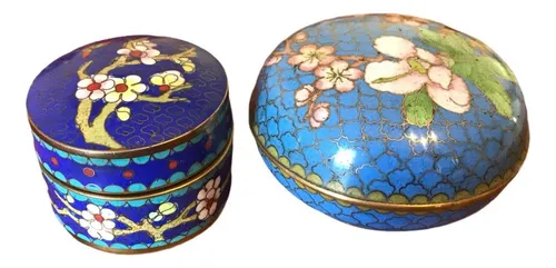Caja Tecnica Cloisonne Oriental Lote X2 Antigua Año 1904