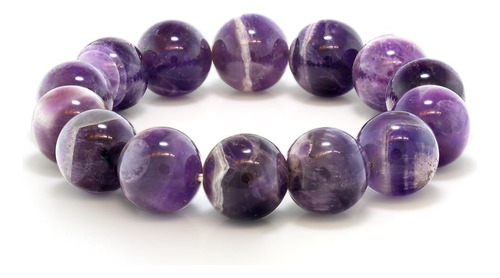 Gem Stone King Purple Amethyst Bead Gemstone Pulsera Elástic