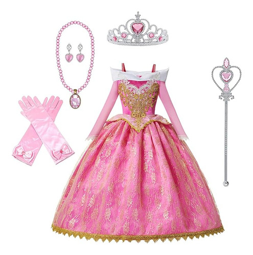 Vestidos Princesa Para Niñas Cumpleaños Cosplay Vestido Rosa