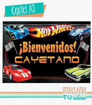 Comprar Cumple Hotwheels, Cartel Hotwheels Imprimible