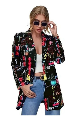 Blazer Mujer Casual Moda Cuello En V Estampados Cárdigan [u]