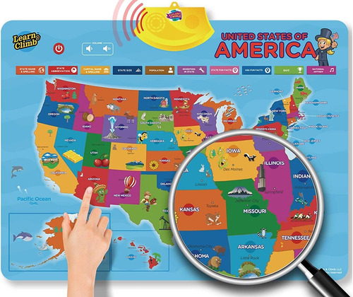 Mapa Interactivo Parlante De Estados Unidos Para Niños Con M