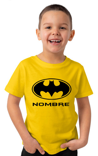 Remera Algodon Niño Batman Personalizada Nombre