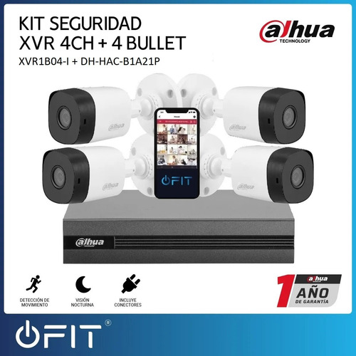 Imagen 2 de 12 de Kit Seguridad Dahua Full Hd Dvr 4ch + 4 Bullet + Cable 1tb