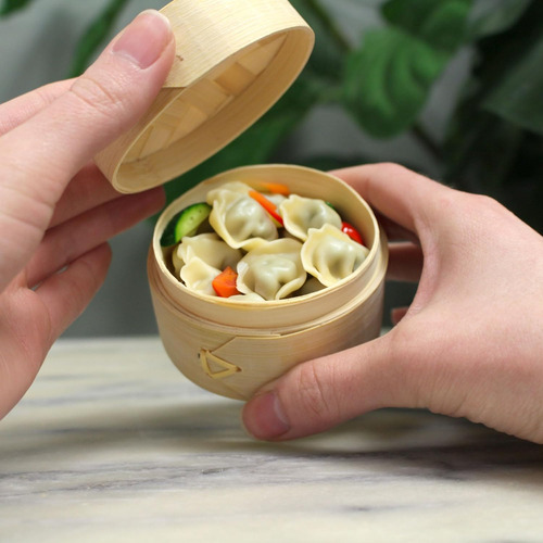 Bamboomn Mini Cesta De Bambú Dim Sum De 3 Pulgadas Para Post