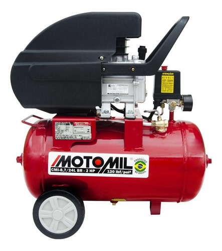 Compressor de ar elétrico portátil Motomil CMI-8,7/24L monofásica 24L 2hp 127V/220V 60Hz vermelho