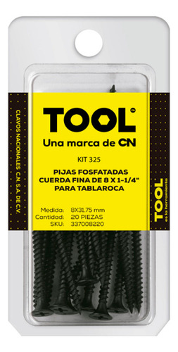 Kit 325 Pija Para Tablaroca Fosfatada 8 X 1 1/4 C/f, Cn 325