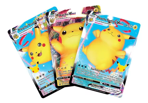 Carta Pokemon Pikachu Voador V e Pikachu Voador VMax Celebrações