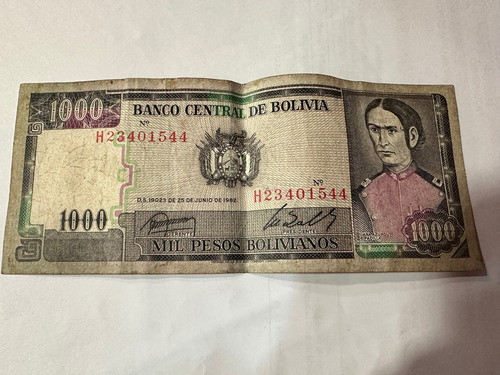 Billete De 1000 Pesos Bolivianos De 1982