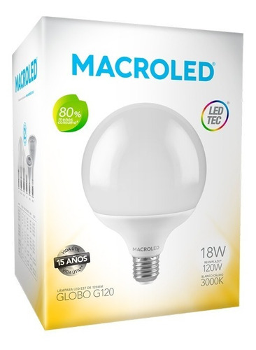 Lámpara Globo Led Opal Cálida / Fría Macroled 18w 