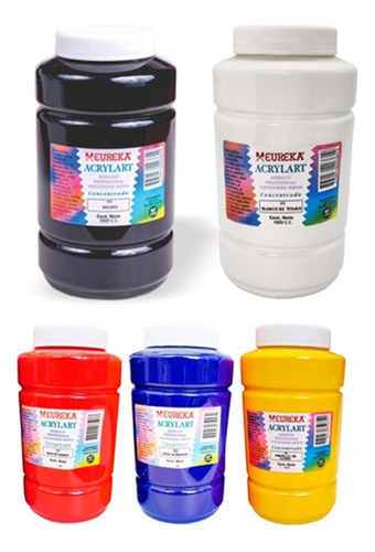 Acrilico Eureka Profesional 1 Litro / 1000 Ml X 5 Colores !