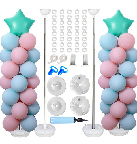 Juego De 2 Soportes De Globo Ajustables De Metal Para Column