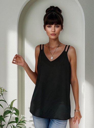 Blusa Tirantes Dobles Escote V Y Espalda Cruzada #30