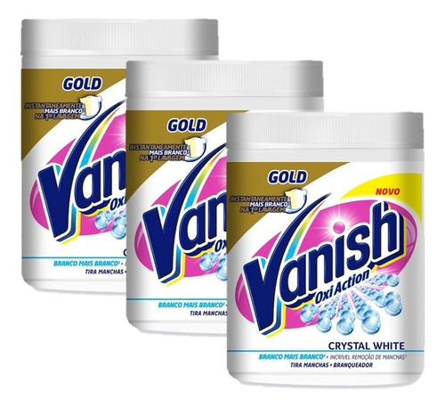 Tira Manchas Em Pó Vanish 450g Branco Cristal - Kit 3