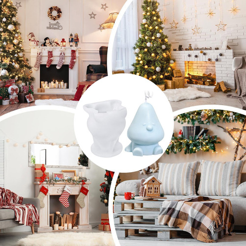 Molde De Vela Navideña En 3d Con Dibujos Animados Navideños,