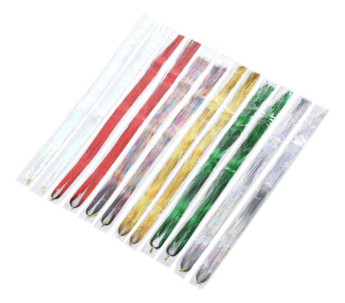 Kit Hair Tinsel Strand, 12 Peças De Extensões Coloridas E Br