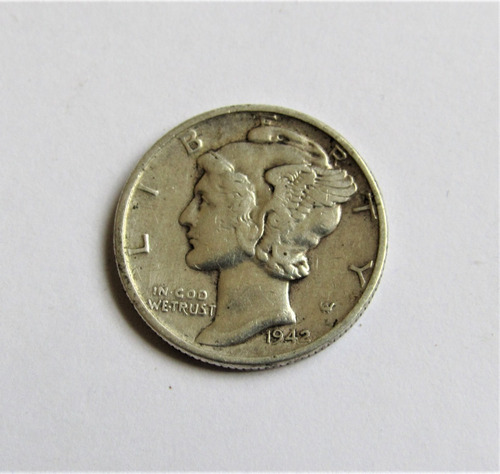 Moneda Estados Unidos 1 Dime 1942 Tipo  Mercury Plata 900