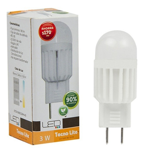 Imagen 1 de 5 de Foco Led Gy6.35 Tecnolite Jcdd-led/3w/30 3w 3000k Atenuable