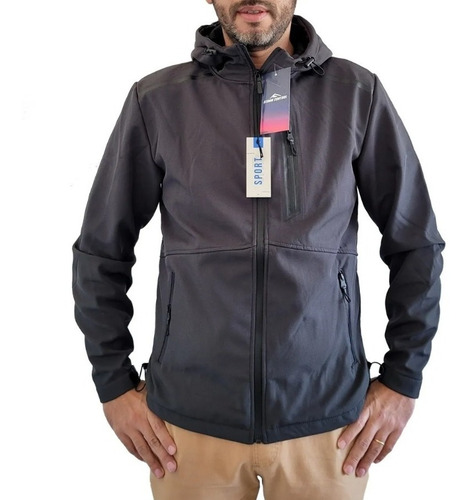 Campera Softshell Hombre Impermeable Capucha  Micropolar 