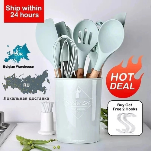 Set De Utensilios De Cocina De Silicona 12 Unidades Cuchara