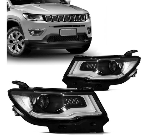 Par Farol Jeep Compass 2017 2018 19 2020 2021 Led C/motor