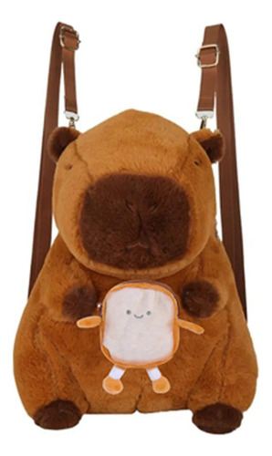 Bonita Mochila Felpa Forma Capibara Para ,mochila De Peluche De Capibara Foofoo Pan De Billetera