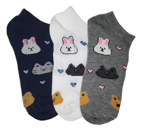 Calcetin Tin Caritas Animalitos Algodón 23-26 Cm 6 Pares