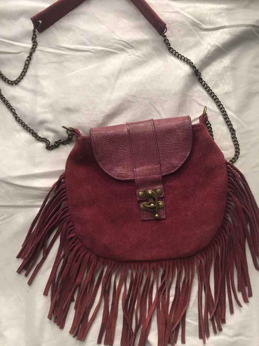 Cartera De Cuero Color Bordovino. Bandolera.
